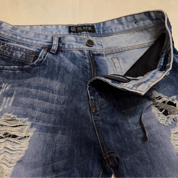 CJ Black Jeans Men's 34x34 Blue Denim Distressed Ripped Relaxed Straight Jeans - Picture 5 of 9